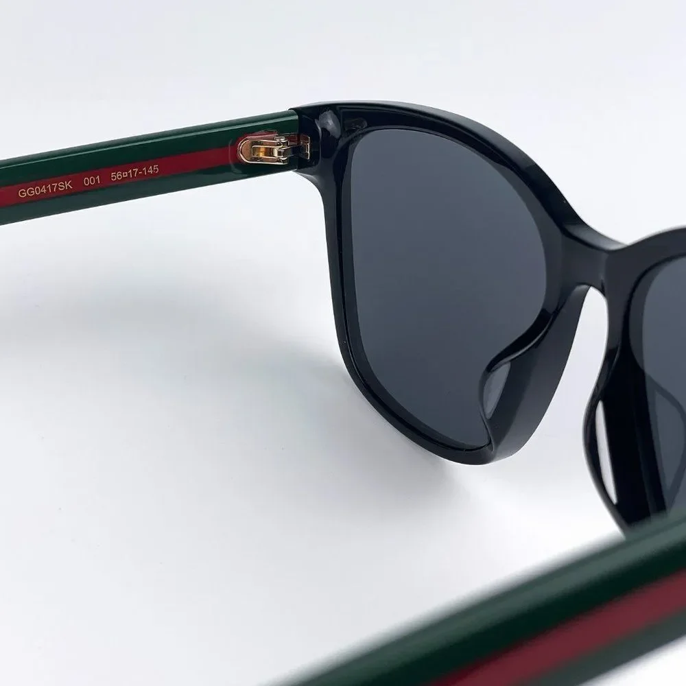 🔥Gucci GG0417SK 001 Sunglasses Black Multicolour Grey Oval Unisex